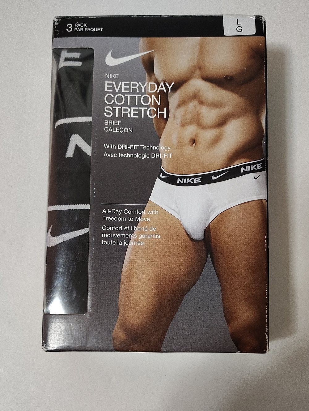 Nike Everyday Cotton Stretch Men's Briefs In Black -3Pack -Size L 36-38 -NIB